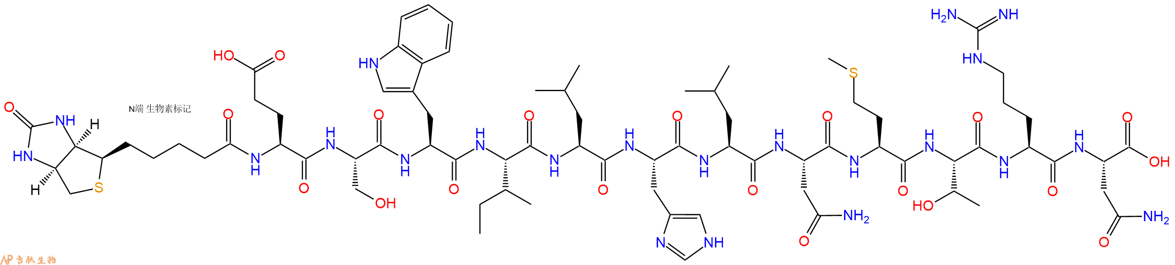 专肽生物产品Biotinyl-Glu-Ser-Trp-Ile-Leu-His-Leu-Asn-Met-Thr-Arg-Asn-OH