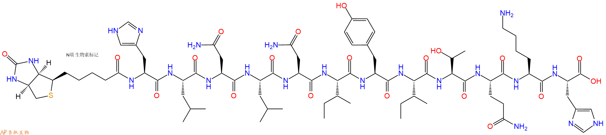 专肽生物产品Biotinyl-His-Leu-Asn-Leu-Asn-Ile-Tyr-Ile-Thr-Gln-Lys-His-OH