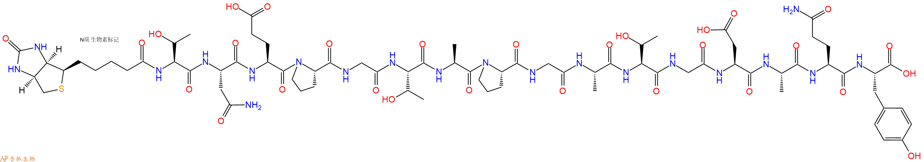 专肽生物产品Biotinyl-Thr-Asn-Glu-Pro-Gly-Thr-Ala-Pro-Gly-Ala-Thr-Gly-Asp-Ala-Gln-Tyr-OH