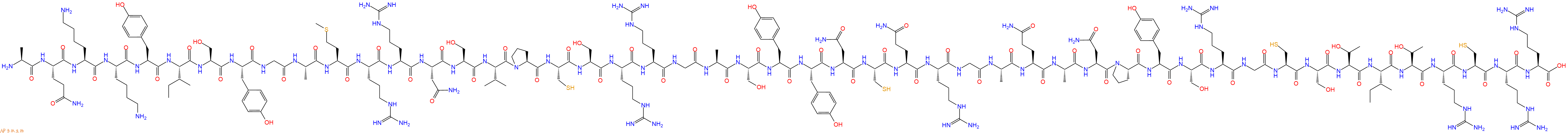 专肽生物产品H2N-Ala-Gln-Lys-Lys-Tyr-Ile-Ser-Tyr-Gly-Ala-Met-Arg-Arg-Asn-Ser-Val-Pro-Cys-Ser-Arg-Arg-Gly-Ala-Ser-Tyr-Tyr-Asn-Cys-Gln-Arg-Gly-Ala-Gln-Ala-Asn-Pro-Tyr-Ser-Arg-Gly-Cys-Ser-Thr-Ile-Thr-Arg-Cys-Arg-Arg-OH