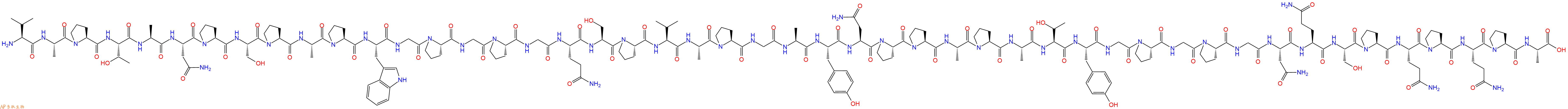 专肽生物产品H2N-Val-Ala-Pro-Thr-Ala-Asn-Pro-Ser-Pro-Ala-Pro-Trp-Gly-Pro-Gly-Pro-Gly-Gln-Ser-Pro-Val-Ala-Pro-Gly-Ala-Tyr-Asn-Pro-Pro-Ala-Pro-Ala-Thr-Tyr-Gly-Pro-Gly-Pro-Gly-Asn-Gln-Ser-Pro-Gln-Pro-Gln-Pro-Ala-OH