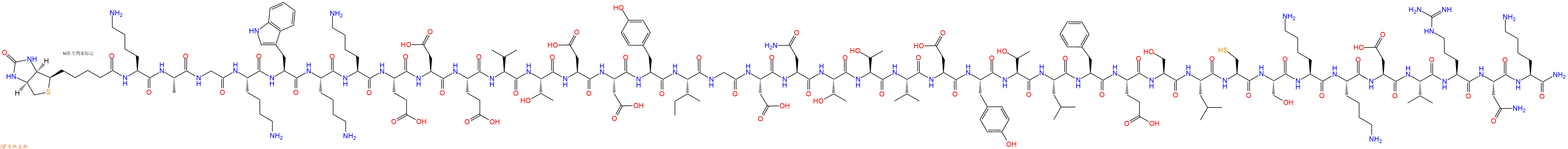 专肽生物产品Biotinyl-Lys-Ala-Gly-Lys-Trp-Lys-Lys-Glu-Asp-Glu-Val-Thr-Asp-Asp-Tyr-Ile-Gly-Asp-Asn-Thr-Thr-Val-Asp-Tyr-Thr-Leu-Phe-Glu-Ser-Leu-Cys-Ser-Lys-Lys-Asp-Val-Arg-Asn-Lys-NH2