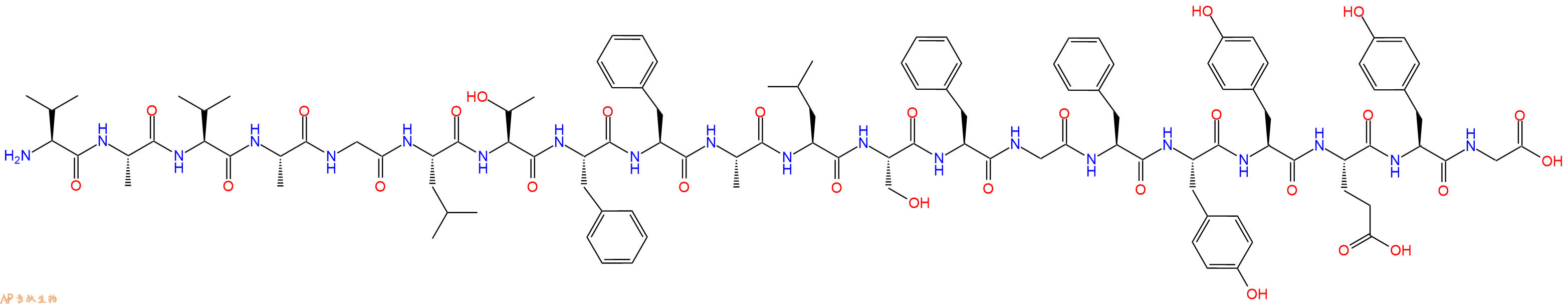 专肽生物产品H2N-Val-Ala-Val-Ala-Gly-Leu-Thr-Phe-Phe-Ala-Leu-Ser-Phe-Gly-Phe-Tyr-Tyr-Glu-Tyr-Gly-OH