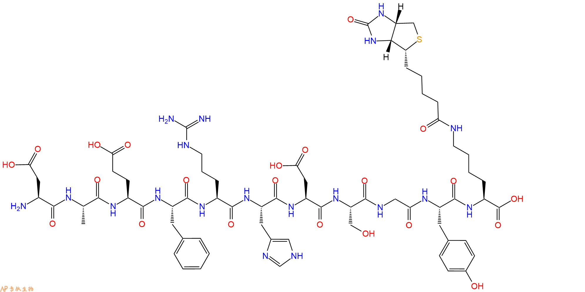 专肽生物产品H2N-Asp-Ala-Glu-Phe-Arg-His-Asp-Ser-Gly-Tyr-Lys(Biotin)-OH