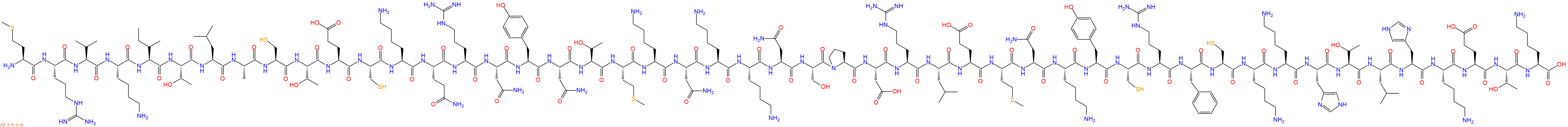 专肽生物产品H2N-Met-Arg-Val-Lys-Ile-Thr-Leu-Ala-Cys-Thr-Glu-Cys-Lys-Gln-Arg-Asn-Tyr-Asn-Thr-Met-Lys-Asn-Lys-Lys-Asn-Ser-Pro-Asp-Arg-Leu-Glu-Met-Asn-Lys-Tyr-Cys-Arg-Phe-Cys-Lys-Lys-His-Thr-Leu-His-Lys-Glu-Thr-Lys-OH