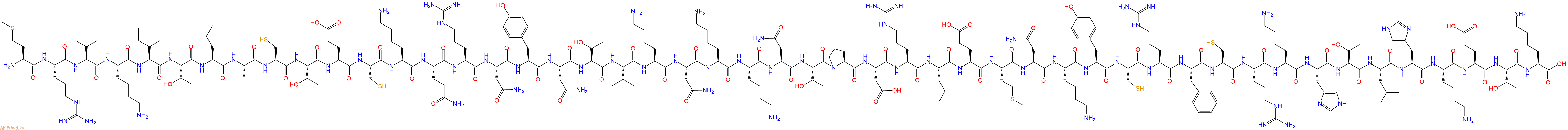 专肽生物产品H2N-Met-Arg-Val-Lys-Ile-Thr-Leu-Ala-Cys-Thr-Glu-Cys-Lys-Gln-Arg-Asn-Tyr-Asn-Thr-Val-Lys-Asn-Lys-Lys-Asn-Thr-Pro-Asp-Arg-Leu-Glu-Met-Asn-Lys-Tyr-Cys-Arg-Phe-Cys-Arg-Lys-His-Thr-Leu-His-Lys-Glu-Thr-Lys-OH