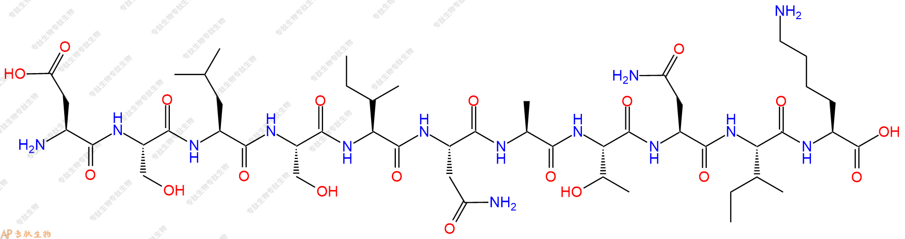 专肽生物产品H2N-Asp-Ser-Leu-Ser-Ile-Asn-Ala-Thr-Asn-Ile-Lys-OH