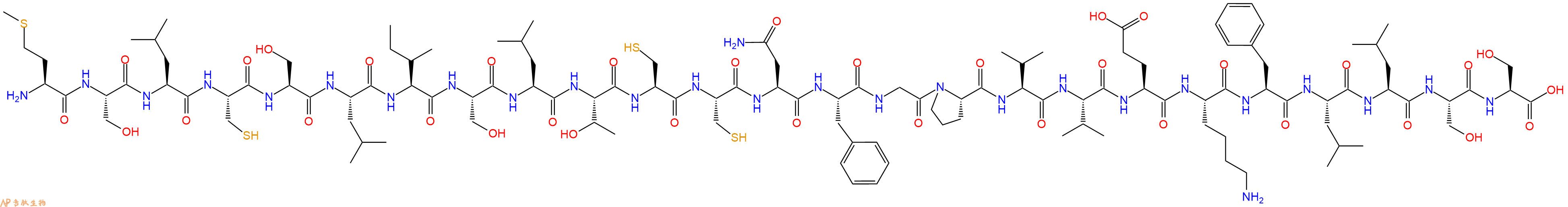 专肽生物产品H2N-Met-Ser-Leu-Cys-Ser-Leu-Ile-Ser-Leu-Thr-Cys-Cys-Asn-Phe-Gly-Pro-Val-Val-Glu-Lys-Phe-Leu-Leu-Ser-Ser-OH