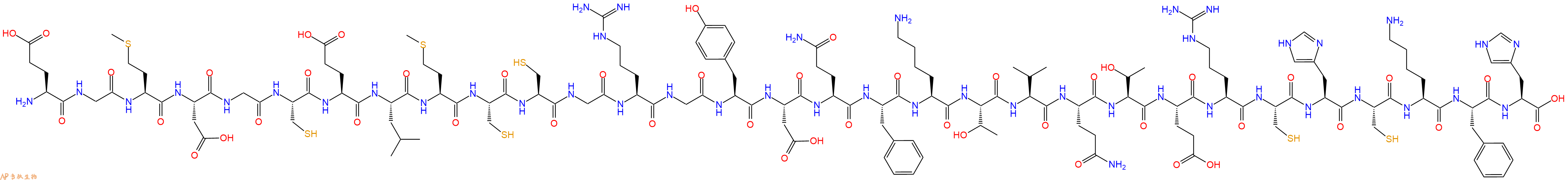 专肽生物产品H2N-Glu-Gly-Met-Asp-Gly-Cys-Glu-Leu-Met-Cys-Cys-Gly-Arg-Gly-Tyr-Asp-Gln-Phe-Lys-Thr-Val-Gln-Thr-Glu-Arg-Cys-His-Cys-Lys-Phe-His-OH