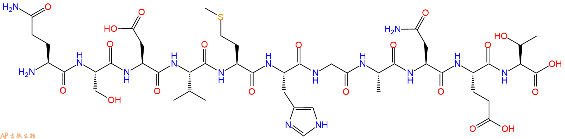 专肽生物产品H2N-Gln-Ser-Asp-Val-Met-His-Gly-Ala-Asn-Glu-Thr-OH