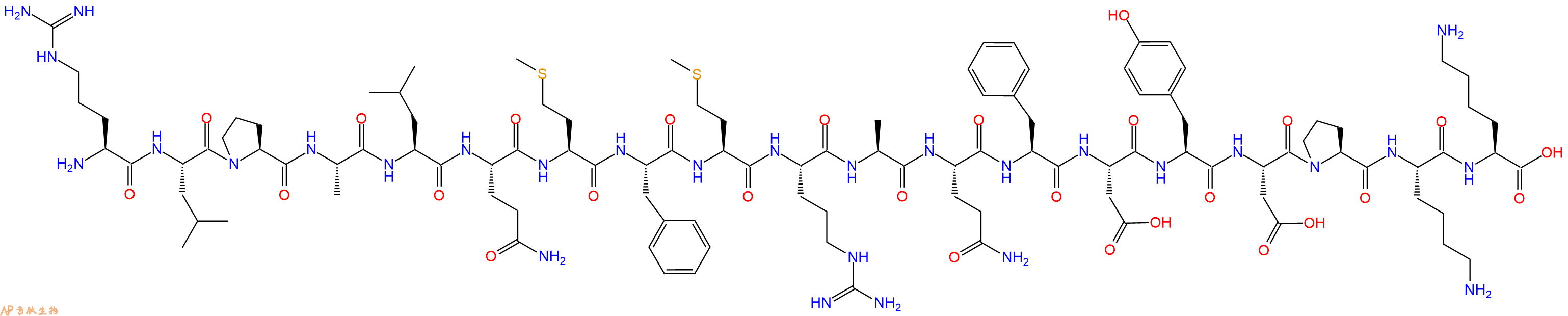 专肽生物产品H2N-Arg-Leu-Pro-Ala-Leu-Gln-Met-Phe-Met-Arg-Ala-Gln-Phe-Asp-Tyr-Asp-Pro-Lys-Lys-OH