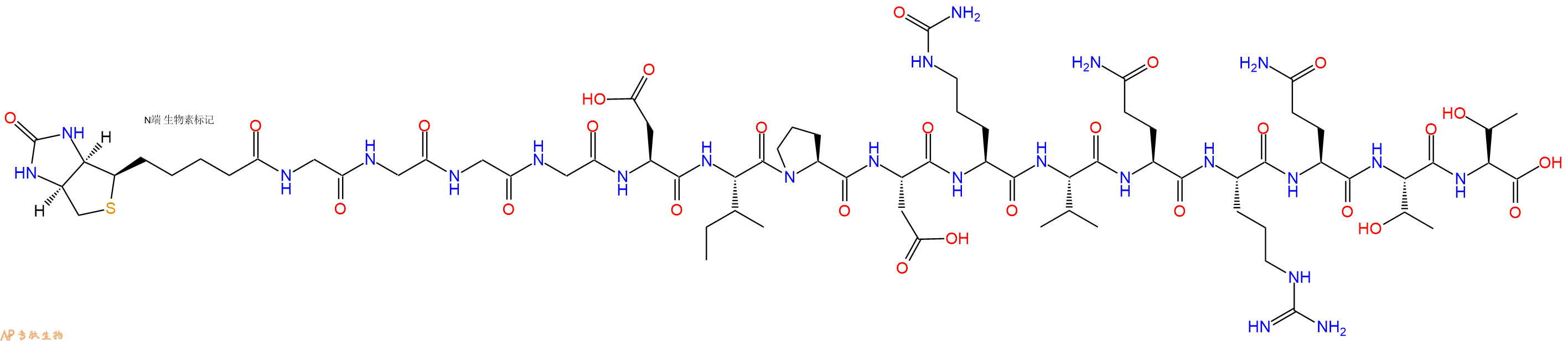 专肽生物产品Biotinyl-Gly-Gly-Gly-Gly-Asp-Ile-Pro-Asp-Cit-Val-Gln-Arg-Gln-Thr-Thr-OH