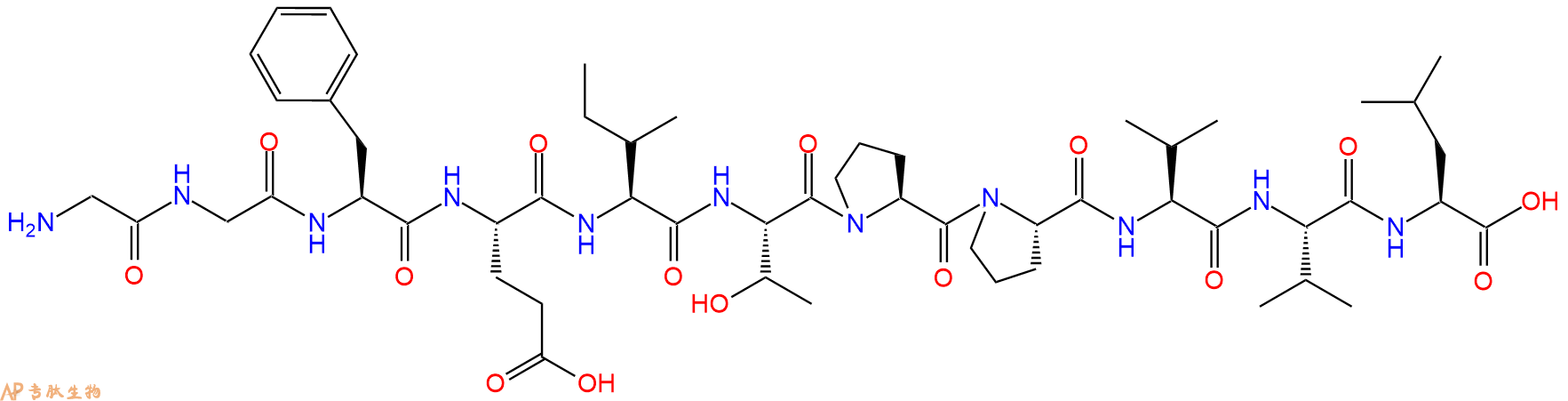 专肽生物产品H2N-Gly-Gly-Phe-Glu-Ile-Thr-Pro-Pro-Val-Val-Leu-OH