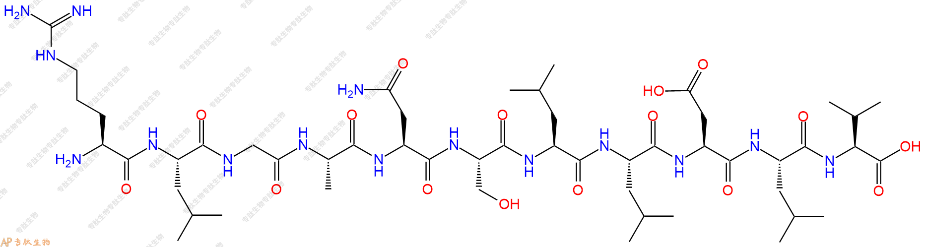 专肽生物产品H2N-Arg-Leu-Gly-Ala-Asn-Ser-Leu-Leu-Asp-Leu-Val-OH