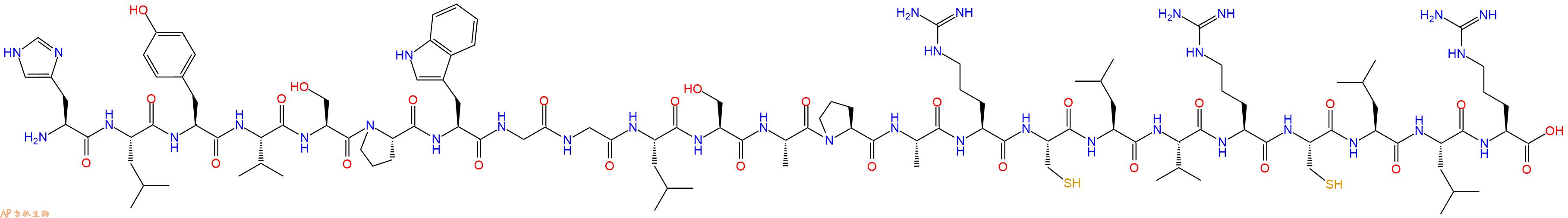 专肽生物产品H2N-His-Leu-Tyr-Val-Ser-Pro-Trp-Gly-Gly-Leu-Ser-Ala-Pro-Ala-Arg-Cys-Leu-Val-Arg-Cys-Leu-Leu-Arg-OH