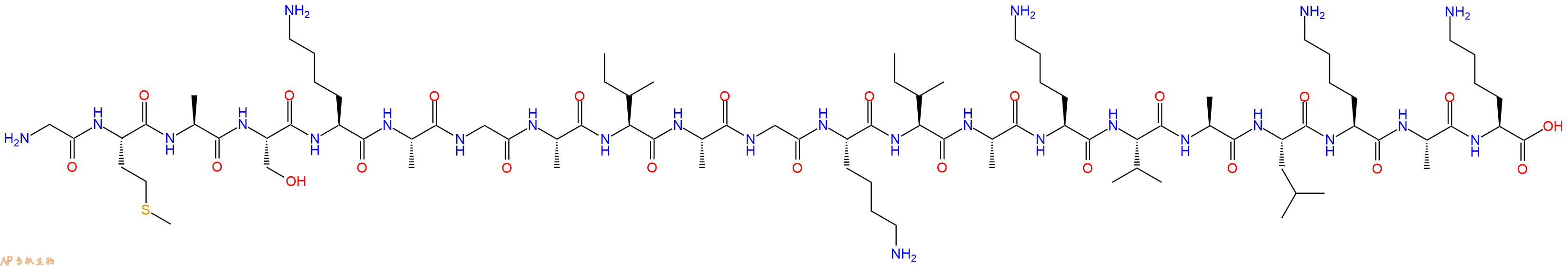 专肽生物产品H2N-Gly-Met-Ala-Ser-Lys-Ala-Gly-Ala-Ile-Ala-Gly-Lys-Ile-Ala-Lys-Val-Ala-Leu-Lys-Ala-Lys-OH