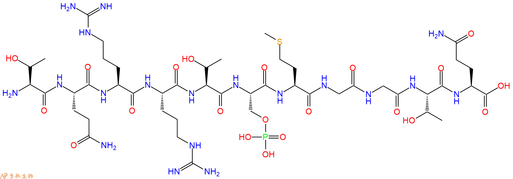 专肽生物产品H2N-Thr-Gln-Arg-Arg-Thr-Ser(PO3H2)-Met-Gly-Gly-Thr-Gln-OH