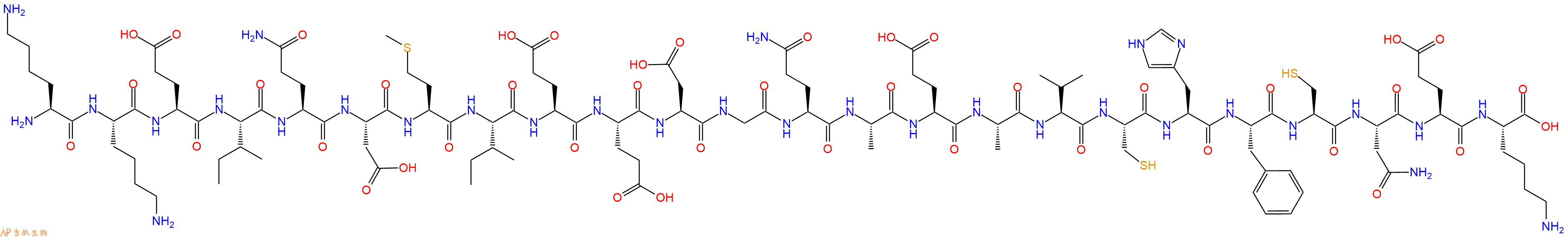 专肽生物产品H2N-Lys-Lys-Glu-Ile-Gln-Asp-Met-Ile-Glu-Glu-Asp-Gly-Gln-Ala-Glu-Ala-Val-Cys-His-Phe-Cys-Asn-Glu-Lys-OH