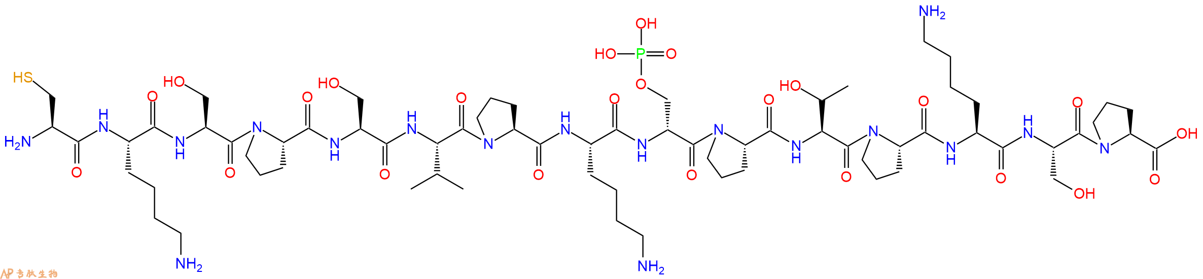 专肽生物产品H2N-Cys-Lys-Ser-Pro-Ser-Val-Pro-Lys-DSer(PO3H2)-Pro-Thr-Pro-Lys-Ser-Pro-OH