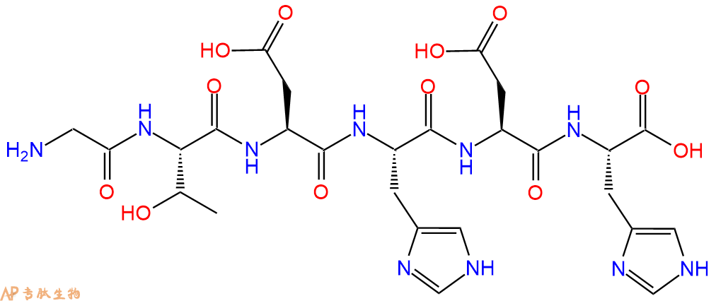 专肽生物产品H2N-Gly-Thr-Asp-His-Asp-His-OH
