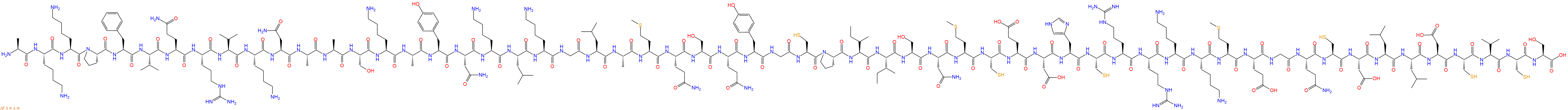 专肽生物产品H2N-Ala-Lys-Lys-Pro-Phe-Val-Gln-Arg-Val-Lys-Asn-Ala-Ala-Ser-Lys-Ala-Tyr-Asn-Lys-Leu-Lys-Gly-Leu-Ala-Met-Gln-Ser-Gln-Tyr-Gly-Cys-Pro-Ile-Ile-Ser-Asn-Met-Cys-Glu-Asp-His-Cys-Arg-Arg-Lys-Lys-Met-Glu-Gly-Gln-Cys-Asp-Leu-Leu-Asp-Cys-Val-Cys-Ser-OH