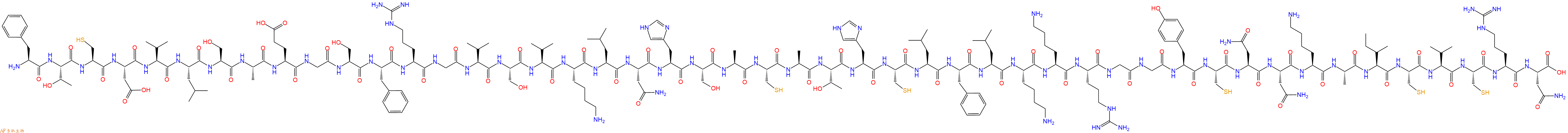 专肽生物产品H2N-Phe-Thr-Cys-Asp-Val-Leu-Ser-Ala-Glu-Gly-Ser-Phe-Arg-Gly-Val-Ser-Val-Lys-Leu-Asn-His-Ser-Ala-Cys-Ala-Thr-His-Cys-Leu-Phe-Leu-Lys-Lys-Arg-Gly-Gly-Tyr-Cys-Asn-Asn-Lys-Ala-Ile-Cys-Val-Cys-Arg-Asn-OH