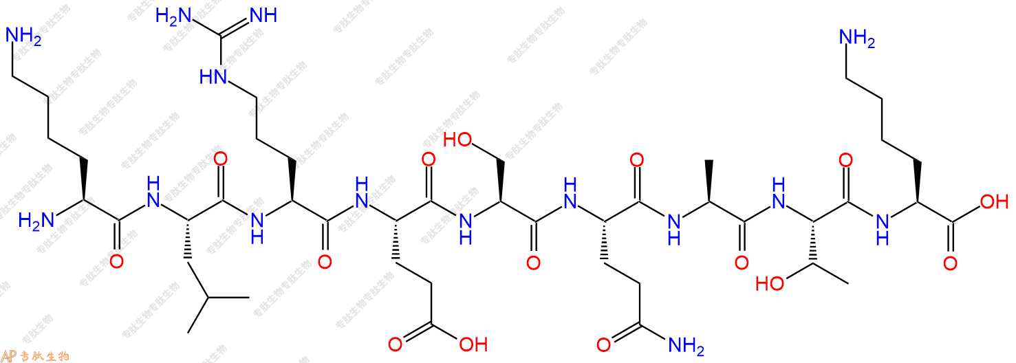 专肽生物产品H2N-Lys-Leu-Arg-Glu-Ser-Gln-Ala-Thr-Lys-OH