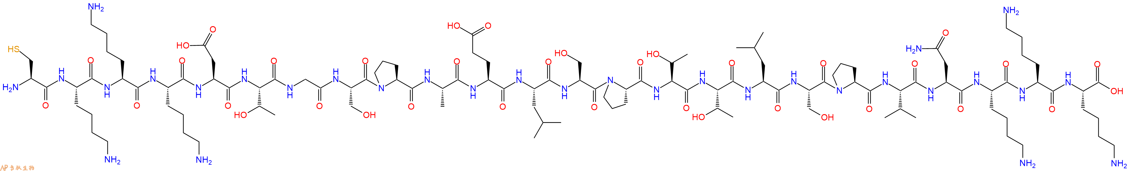 专肽生物产品H2N-Cys-Lys-Lys-Lys-Asp-Thr-Gly-Ser-Pro-Ala-Glu-Leu-Ser-Pro-Thr-Thr-Leu-Ser-Pro-Val-Asn-Lys-Lys-Lys-OH