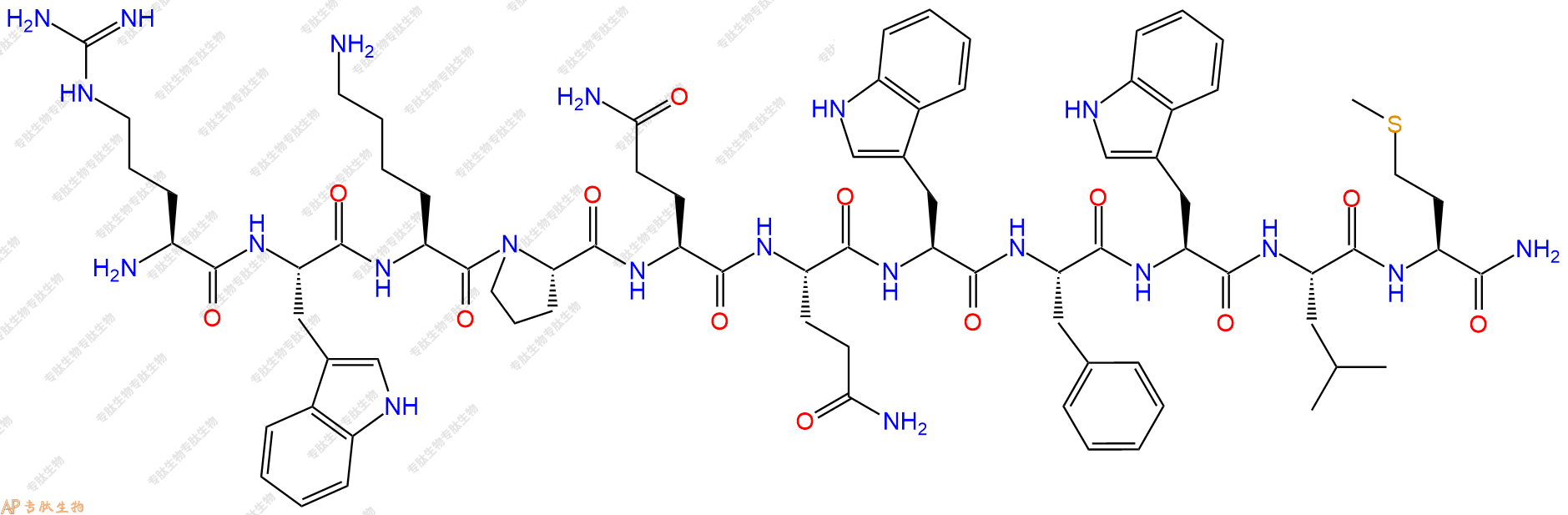 专肽生物产品H2N-Arg-Trp-Lys-Pro-Gln-Gln-Trp-Phe-Trp-Leu-Met-NH2