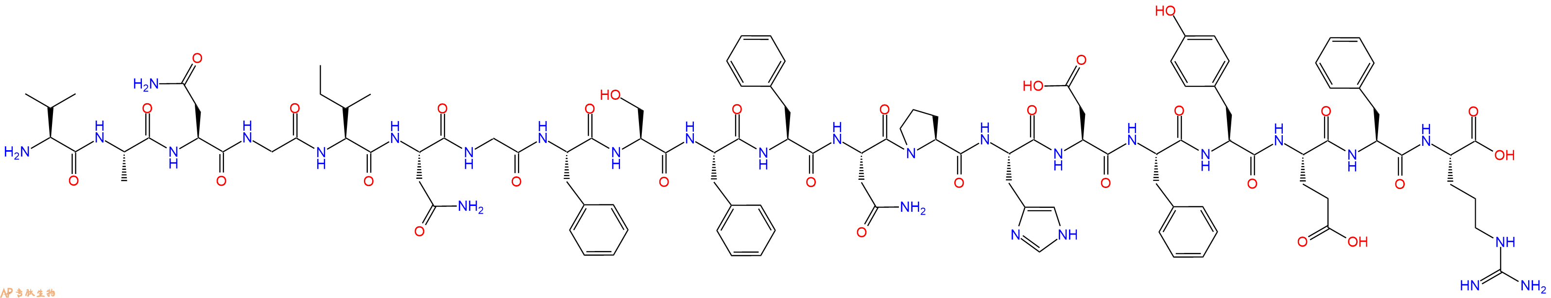 专肽生物产品H2N-Val-Ala-Asn-Gly-Ile-Asn-Gly-Phe-Ser-Phe-Phe-Asn-Pro-His-Asp-Phe-Tyr-Glu-Phe-Arg-OH
