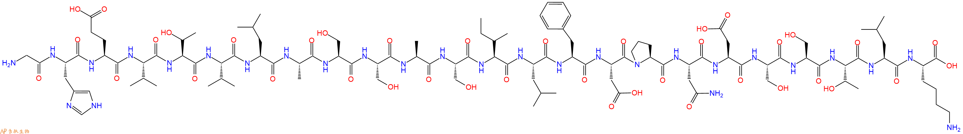 专肽生物产品H2N-Gly-His-Glu-Val-Thr-Val-Leu-Ala-Ser-Ser-Ala-Ser-Ile-Leu-Phe-Asp-Pro-Asn-Asp-Ser-Ser-Thr-Leu-Lys-OH