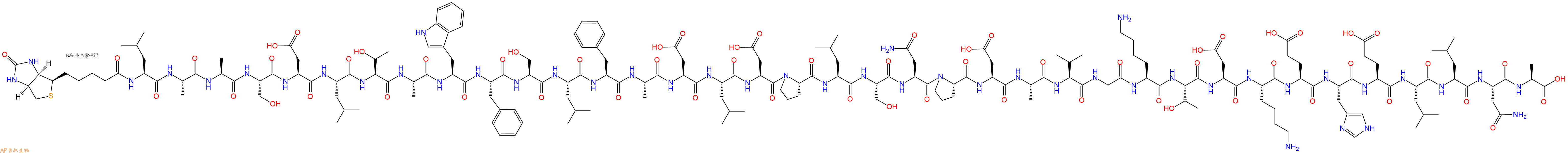 专肽生物产品Biotinyl-Leu-Ala-Ala-Ser-Asp-Leu-Thr-Ala-Trp-Phe-Ser-Leu-Phe-Ala-Asp-Leu-Asp-Pro-Leu-Ser-Asn-Pro-Asp-Ala-Val-Gly-Lys-Thr-Asp-Lys-Glu-His-Glu-Leu-Leu-Asn-Ala-OH
