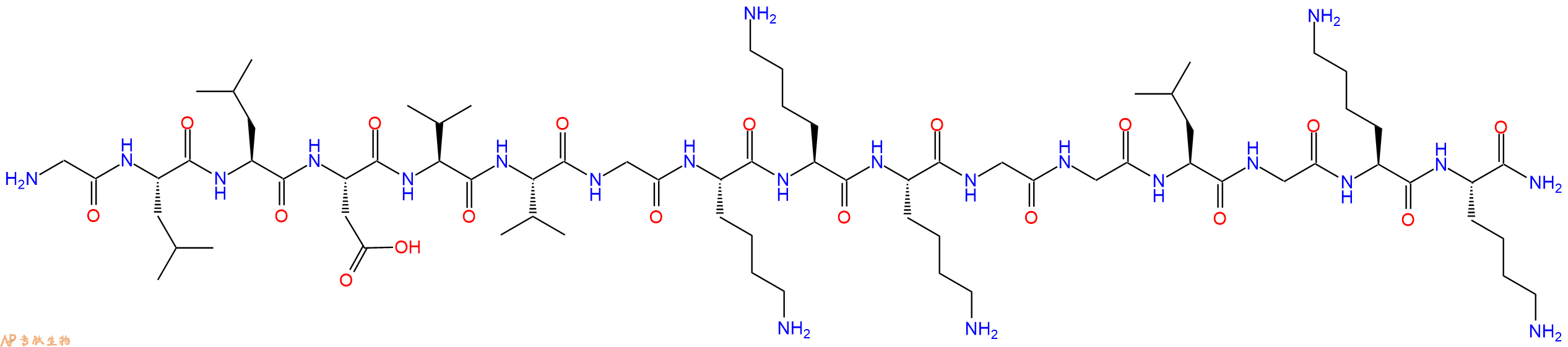 专肽生物产品H2N-Gly-Leu-Leu-Asp-Val-Val-Gly-Lys-Lys-Lys-Gly-Gly-Leu-Gly-Lys-Lys-NH2