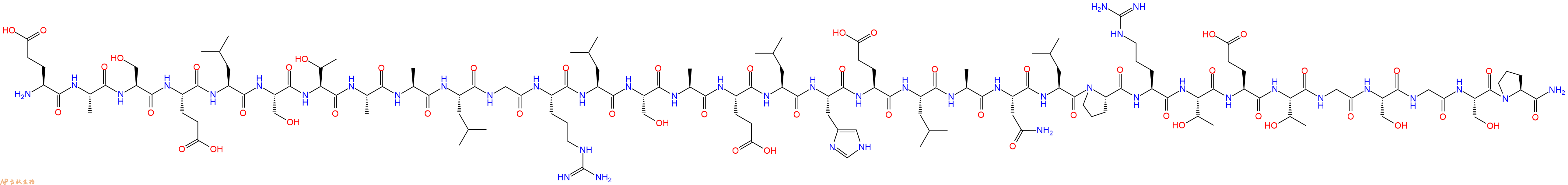 专肽生物产品H2N-Glu-Ala-Ser-Glu-Leu-Ser-Thr-Ala-Ala-Leu-Gly-Arg-Leu-Ser-Ala-Glu-Leu-His-Glu-Leu-Ala-Asn-Leu-Pro-Arg-Thr-Glu-Thr-Gly-Ser-Gly-Ser-Pro-NH2