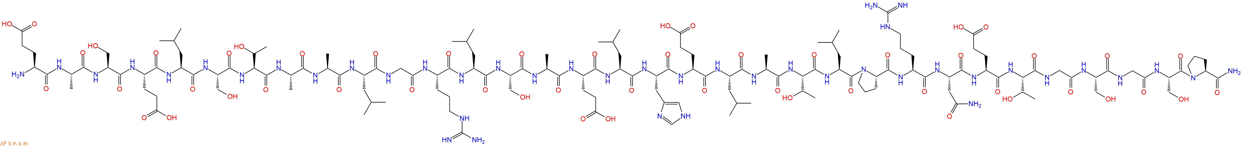 专肽生物产品H2N-Glu-Ala-Ser-Glu-Leu-Ser-Thr-Ala-Ala-Leu-Gly-Arg-Leu-Ser-Ala-Glu-Leu-His-Glu-Leu-Ala-Thr-Leu-Pro-Arg-Asn-Glu-Thr-Gly-Ser-Gly-Ser-Pro-NH2
