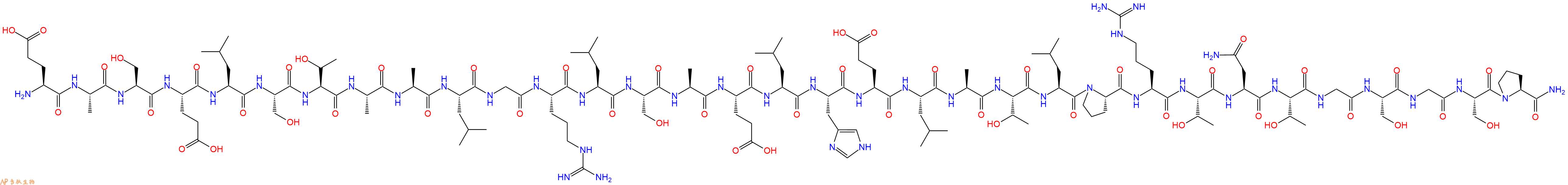 专肽生物产品H2N-Glu-Ala-Ser-Glu-Leu-Ser-Thr-Ala-Ala-Leu-Gly-Arg-Leu-Ser-Ala-Glu-Leu-His-Glu-Leu-Ala-Thr-Leu-Pro-Arg-Thr-Asn-Thr-Gly-Ser-Gly-Ser-Pro-NH2