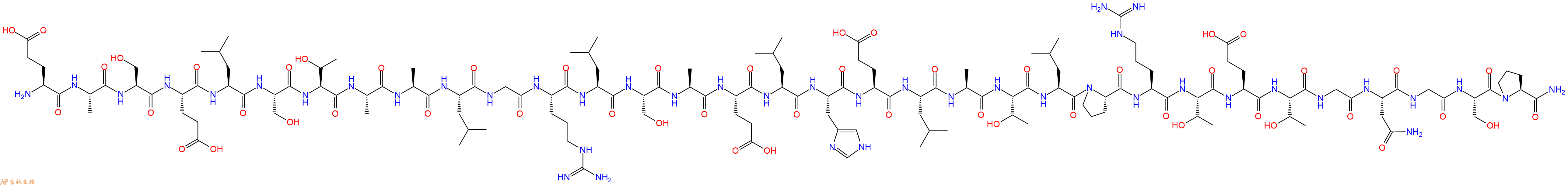 专肽生物产品H2N-Glu-Ala-Ser-Glu-Leu-Ser-Thr-Ala-Ala-Leu-Gly-Arg-Leu-Ser-Ala-Glu-Leu-His-Glu-Leu-Ala-Thr-Leu-Pro-Arg-Thr-Glu-Thr-Gly-Asn-Gly-Ser-Pro-NH2
