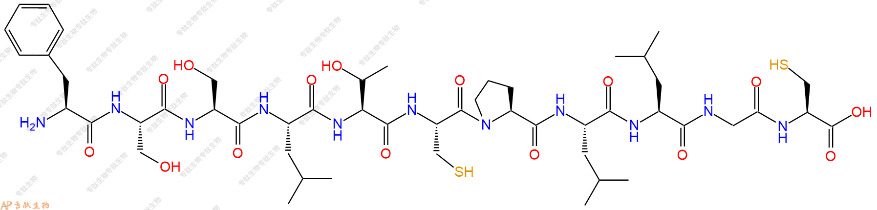 专肽生物产品H2N-Phe-Ser-Ser-Leu-Thr-Cys-Pro-Leu-Leu-Gly-Cys-OH