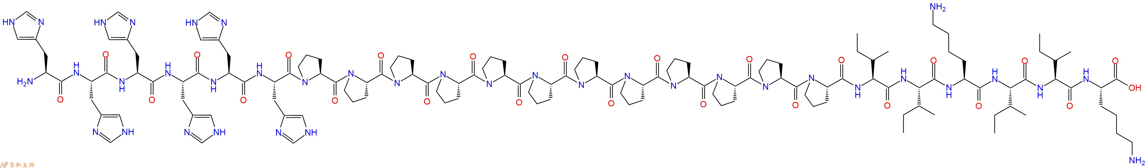 专肽生物产品H2N-His-His-His-His-His-His-Pro-Pro-Pro-Pro-Pro-Pro-Pro-Pro-Pro-Pro-Pro-Pro-Ile-Ile-Lys-Ile-Ile-Lys-OH