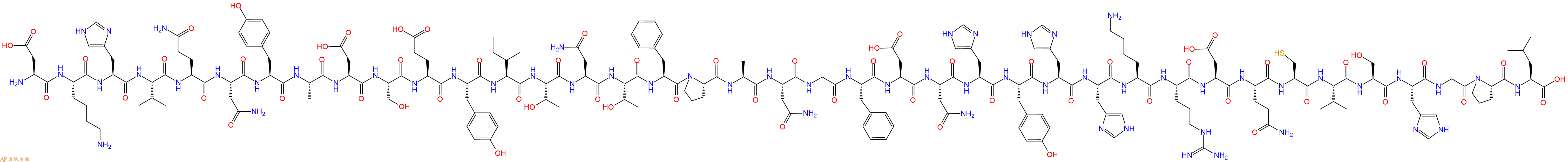 专肽生物产品H2N-Asp-Lys-His-Val-Gln-Asn-Tyr-Ala-Asp-Ser-Glu-Tyr-Ile-Thr-Asn-Thr-Phe-Pro-Ala-Asn-Gly-Phe-Asp-Asn-His-Tyr-His-His-Lys-Arg-Asp-Gln-Cys-Val-Ser-His-Gly-Pro-Leu-OH