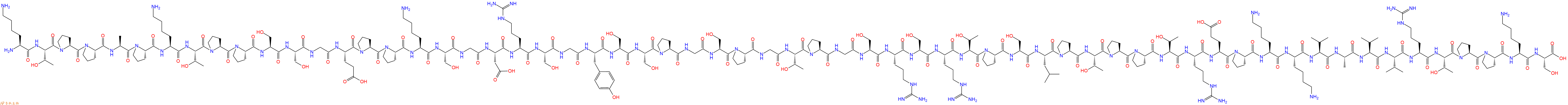 专肽生物产品H2N-Lys-Thr-Pro-Pro-Ala-Pro-Lys-Thr-Pro-Pro-Ser-Ser-Gly-Glu-Pro-Pro-Lys-Ser-Gly-Asp-Arg-Ser-Gly-Tyr-Ser-Ser-Pro-Gly-Ser-Pro-Gly-Thr-Pro-Gly-Ser-Arg-Ser-Arg-Thr-Pro-Ser-Leu-Pro-Thr-Pro-Pro-Thr-Arg-Glu-Pro-Lys-Lys-Val-Ala-Val-Val-Arg-Thr-Pro-Pro-Lys-Ser-OH