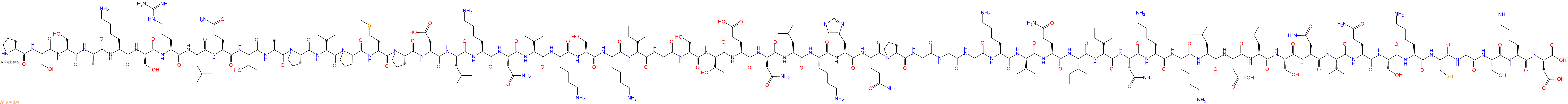 专肽生物产品H2N-Pro-Ser-Ser-Ala-Lys-Ser-Arg-Leu-Gln-Thr-Ala-Pro-Val-Pro-Met-Pro-Asp-Leu-Lys-Asn-Val-Lys-Ser-Lys-Ile-Gly-Ser-Thr-Glu-Asn-Leu-Lys-His-Gln-Pro-Gly-Gly-Gly-Lys-Val-Gln-Ile-Ile-Asn-Lys-Lys-Leu-Asp-Leu-Ser-Asn-Val-Gln-Ser-Lys-Cys-Gly-Ser-Lys-Asp-OH