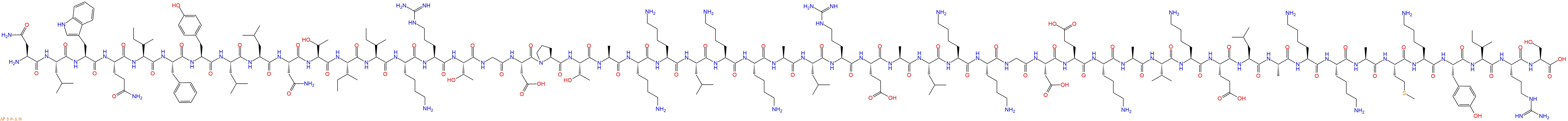 专肽生物产品H2N-Asn-Leu-Trp-Gln-Ile-Phe-Tyr-Leu-Leu-Asn-Thr-Ile-Ile-Lys-Arg-Thr-Gly-Asp-Pro-Thr-Ala-Lys-Lys-Leu-Lys-Lys-Ala-Leu-Arg-Glu-Ala-Leu-Lys-Lys-Gly-Asp-Glu-Lys-Ala-Val-Lys-Glu-Leu-Ala-Lys-Lys-Ala-Met-Lys-Tyr-Ile-Arg-Ser-OH