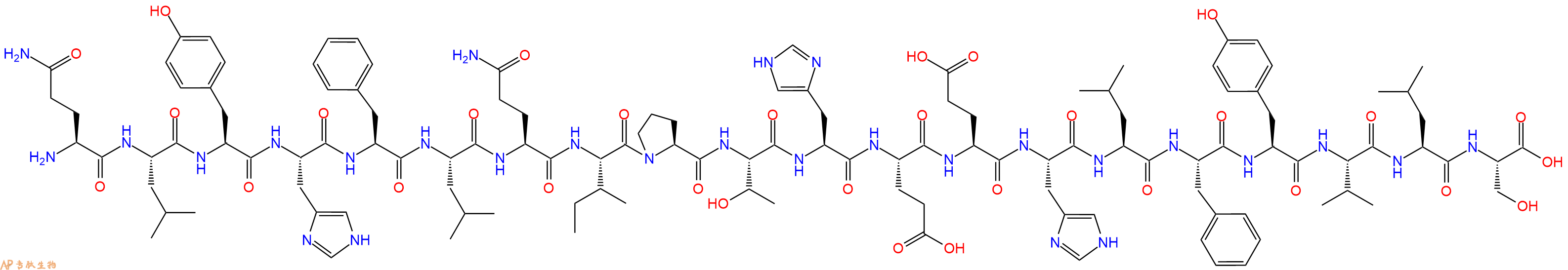 专肽生物产品H2N-Gln-Leu-Tyr-His-Phe-Leu-Gln-Ile-Pro-Thr-His-Glu-Glu-His-Leu-Phe-Tyr-Val-Leu-Ser-OH
