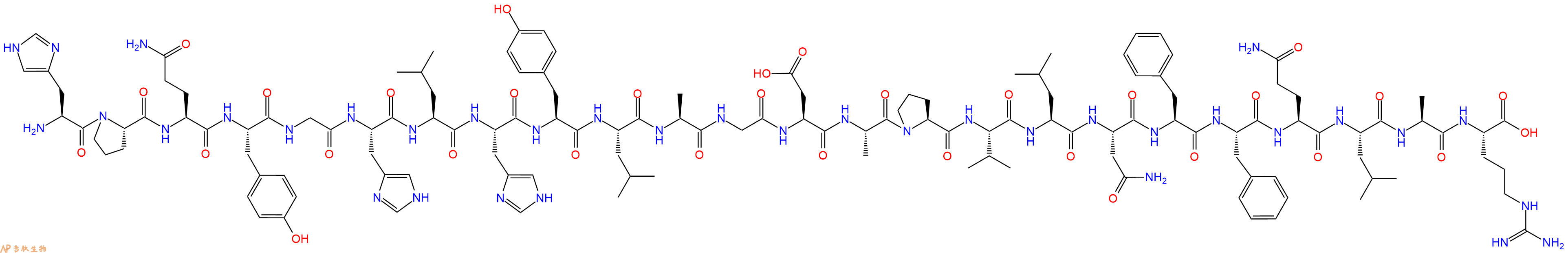 专肽生物产品H2N-His-Pro-Gln-Tyr-Gly-His-Leu-His-Tyr-Leu-Ala-Gly-Asp-Ala-Pro-Val-Leu-Asn-Phe-Phe-Gln-Leu-Ala-Arg-OH