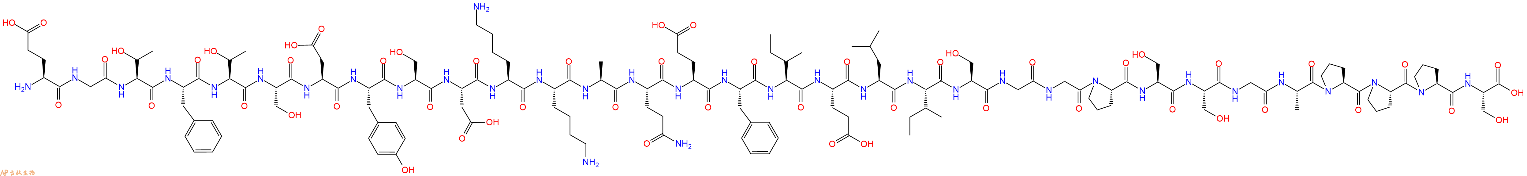 专肽生物产品H2N-Glu-Gly-Thr-Phe-Thr-Ser-Asp-Tyr-Ser-Asp-Lys-Lys-Ala-Gln-Glu-Phe-Ile-Glu-Leu-Ile-Ser-Gly-Gly-Pro-Ser-Ser-Gly-Ala-Pro-Pro-Pro-Ser-OH
