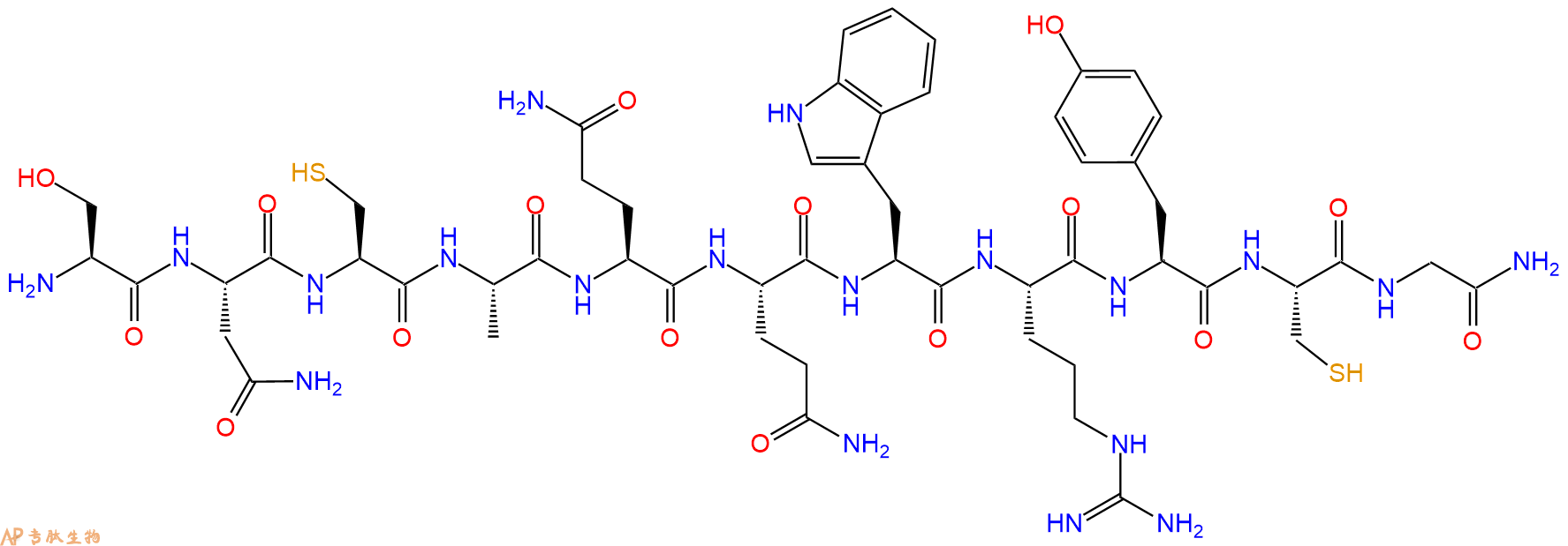 专肽生物产品H2N-Ser-Asn-Cys-Ala-Gln-Gln-Trp-Arg-Tyr-Cys-Gly-NH2