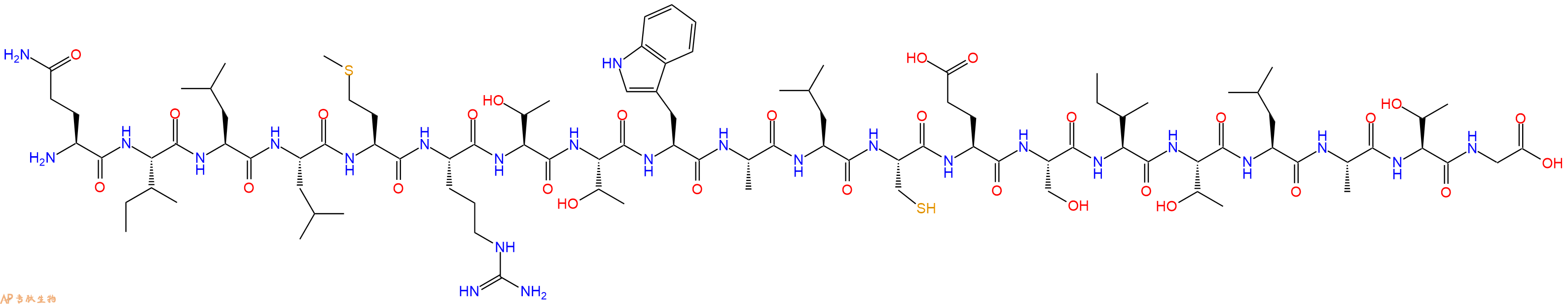 专肽生物产品H2N-Gln-Ile-Leu-Leu-Met-Arg-Thr-Thr-Trp-Ala-Leu-Cys-Glu-Ser-Ile-Thr-Leu-Ala-Thr-Gly-OH