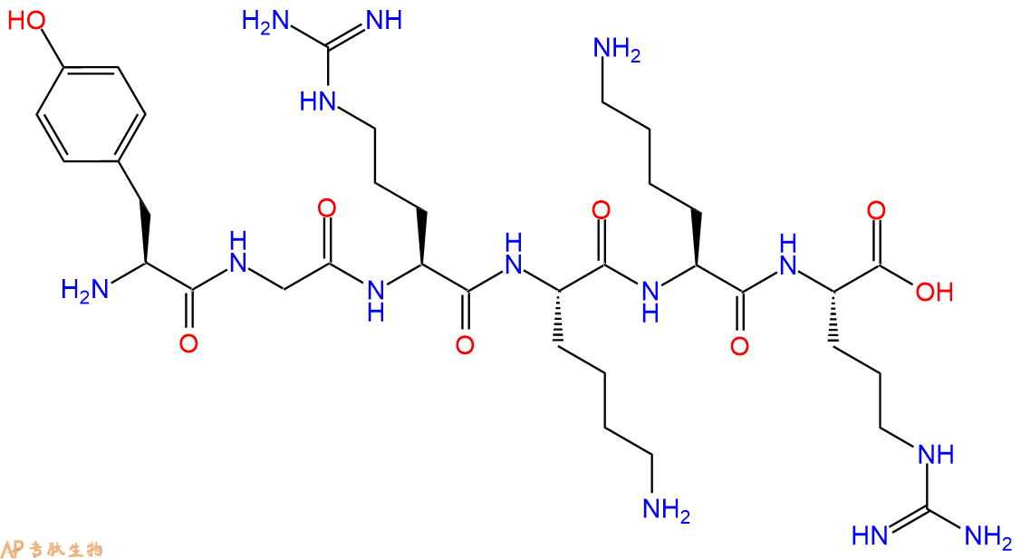 专肽生物产品H2N-Tyr-Gly-Arg-Lys-Lys-Arg-OH