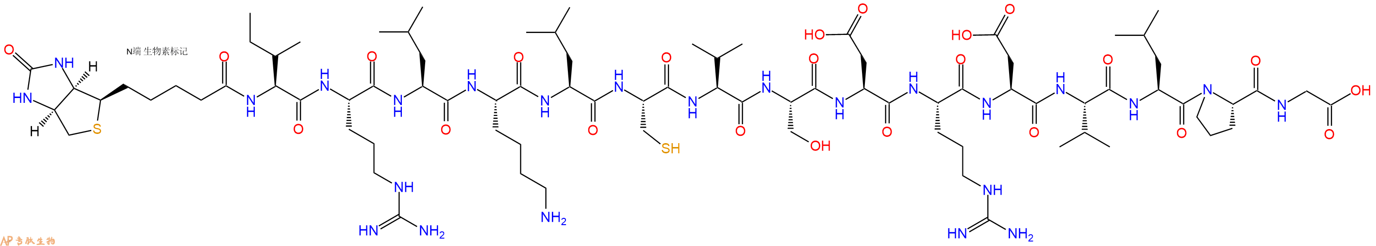 专肽生物产品Biotinyl-Ile-Arg-Leu-Lys-Leu-Cys-Val-Ser-Asp-Arg-Asp-Val-Leu-Pro-Gly-OH
